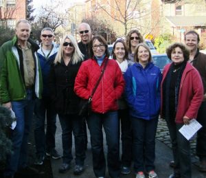 NW walking tour group of nine guests.