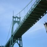 View from under neath the St. Johns bridge showing only one piller