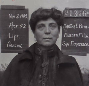 Mub shot of Martha Bower age 42 11, 2, 1905. Life for Murder.