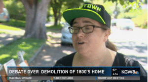 Screen Shot from the News Story Showing Tanya March wearing a Slabtown Tours Hat