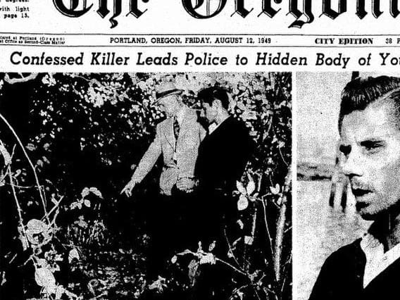 Murder is pointing to her body. Not a high quality photo out of respect to modern view of the paper letting a report see a young girls body. This is cropped from the front page of the Oregonian