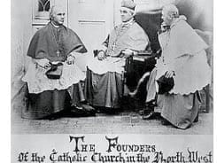 It shows the three men to brought the Catholic Church to the west 
Blanchet is in image

